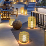 Modern Handcrafted Woven Rattan Outdoor Garden Lamp Waterproof LED Landscape Lighting