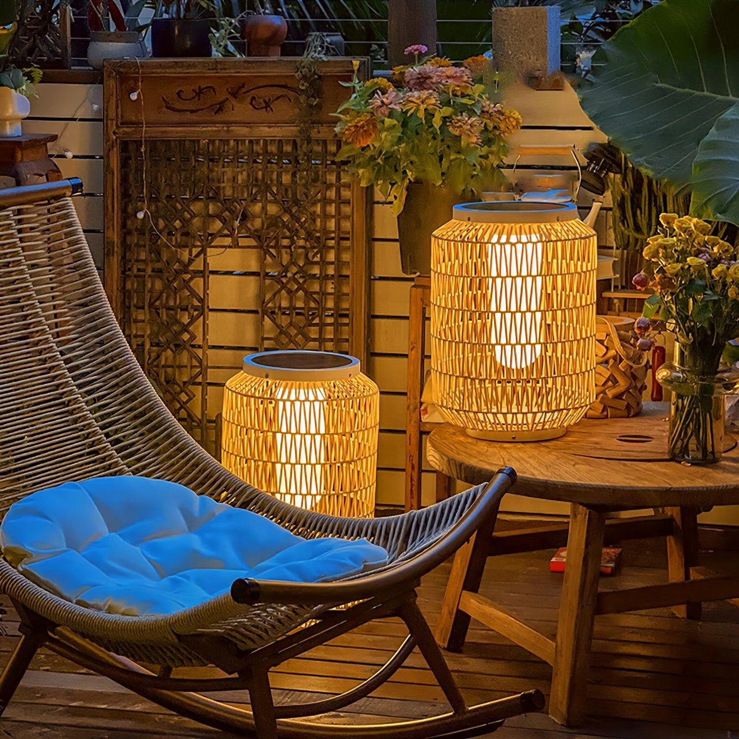Modern Handcrafted Woven Rattan Outdoor Garden Lamp Waterproof LED Landscape Lighting