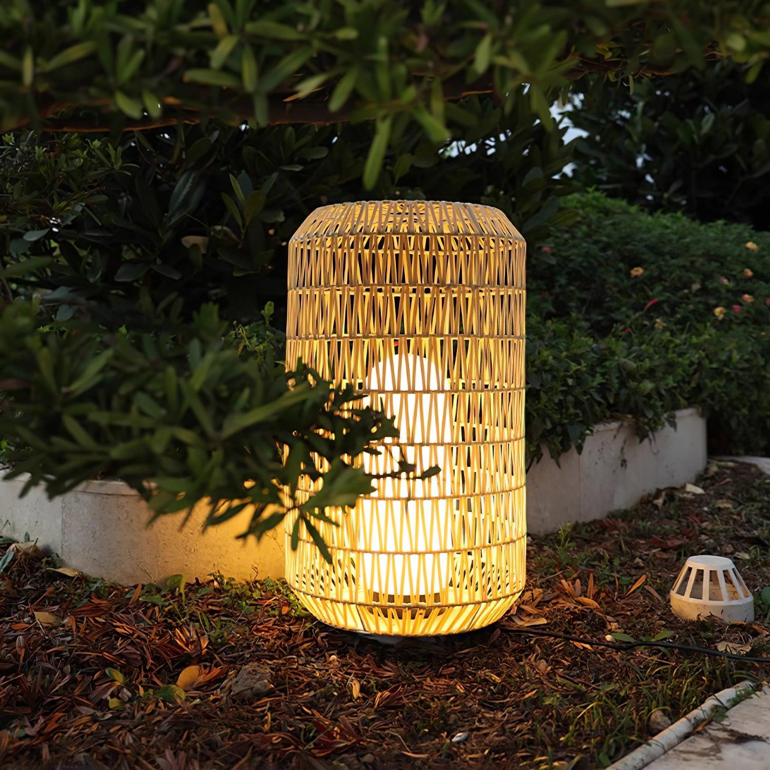 Modern Handcrafted Woven Rattan Outdoor Garden Lamp Waterproof LED Landscape Lighting