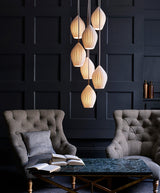 Modern Handmade Bone China Ribbed Ceramic Pendant Light for Dining Room and Living Room Decor