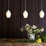 Modern Handmade Bone China Ribbed Ceramic Pendant Light for Dining Room and Living Room Decor