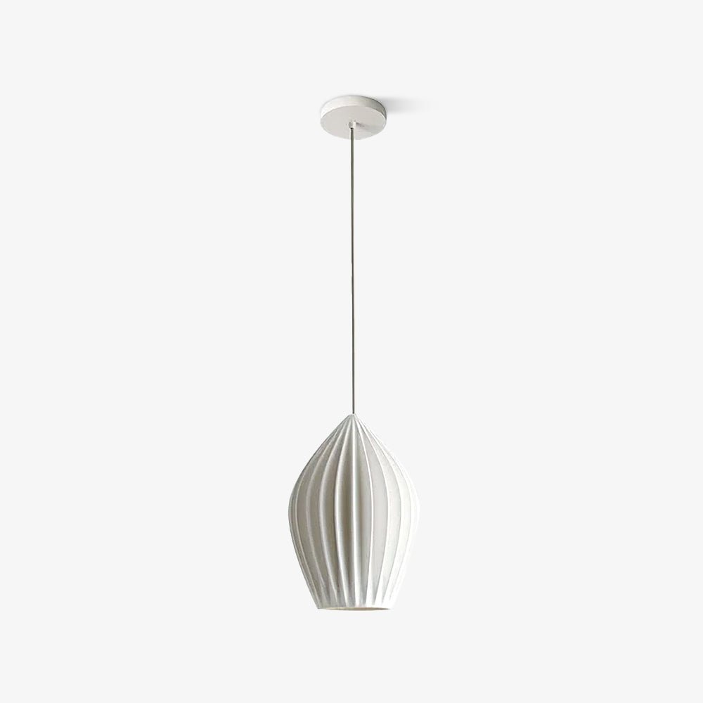 Modern Handmade Bone China Ribbed Ceramic Pendant Light for Dining Room and Living Room Decor