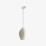 Modern Handmade Bone China Ribbed Ceramic Pendant Light for Dining Room and Living Room Decor