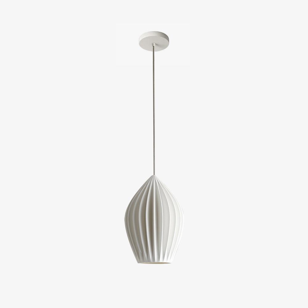 Modern Handmade Bone China Ribbed Ceramic Pendant Light for Dining Room and Living Room Decor