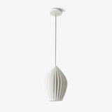 Modern Handmade Bone China Ribbed Ceramic Pendant Light for Dining Room and Living Room Decor