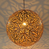 Modern Handmade Wooden Ball Pendant Light Hollowed Basswood Shade LED Chandelier