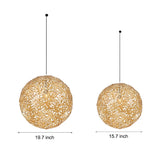 Modern Handmade Wooden Ball Pendant Light Hollowed Basswood Shade LED Chandelier