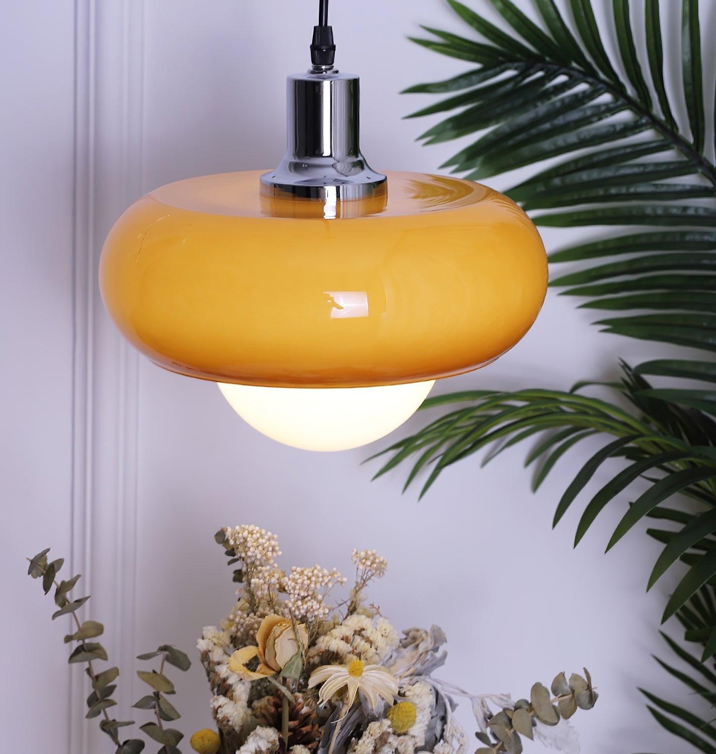 Modern Harvey Glass Globe Pendant Light with Chrome Finish and Plexiglass Shade