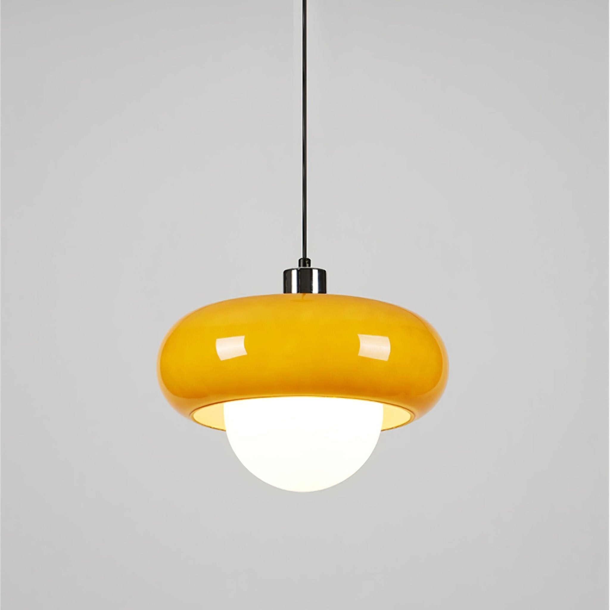 Modern Harvey Glass Globe Pendant Light with Chrome Finish and Plexiglass Shade