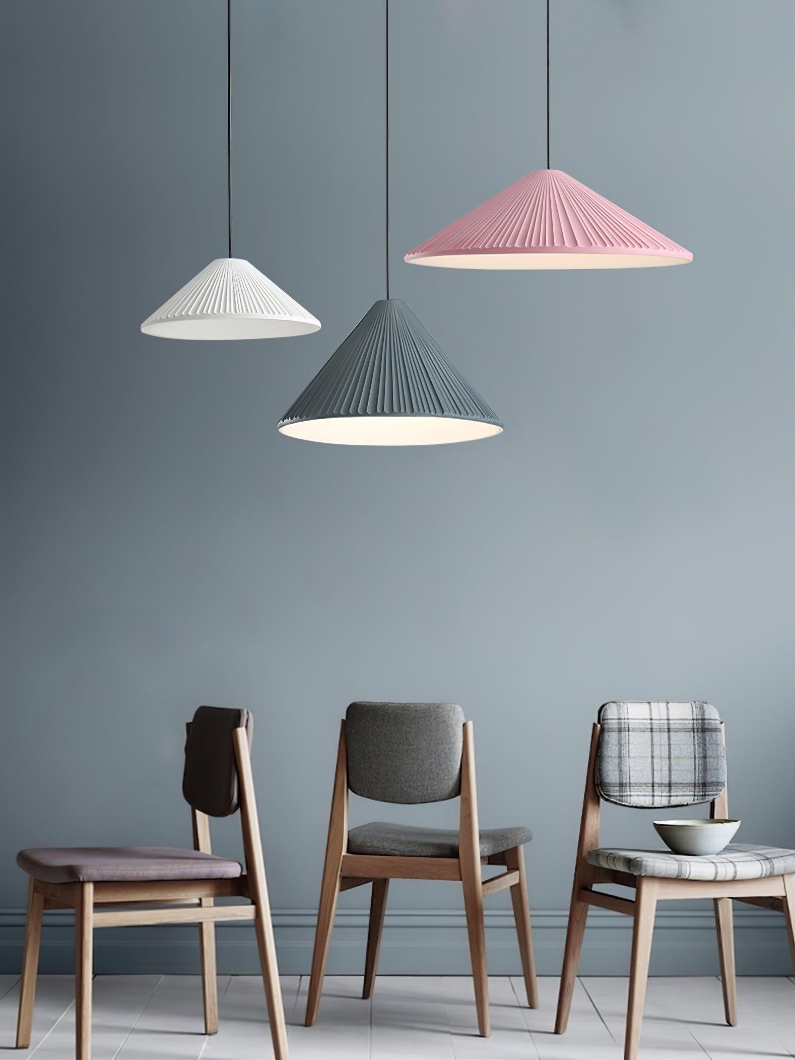 Modern Hat Resin Pendant Light Pleated Design Ceiling Lamp Macaron Colors for Indoor Lighting
