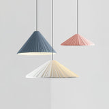 Modern Hat Resin Pendant Light Pleated Design Ceiling Lamp Macaron Colors for Indoor Lighting
