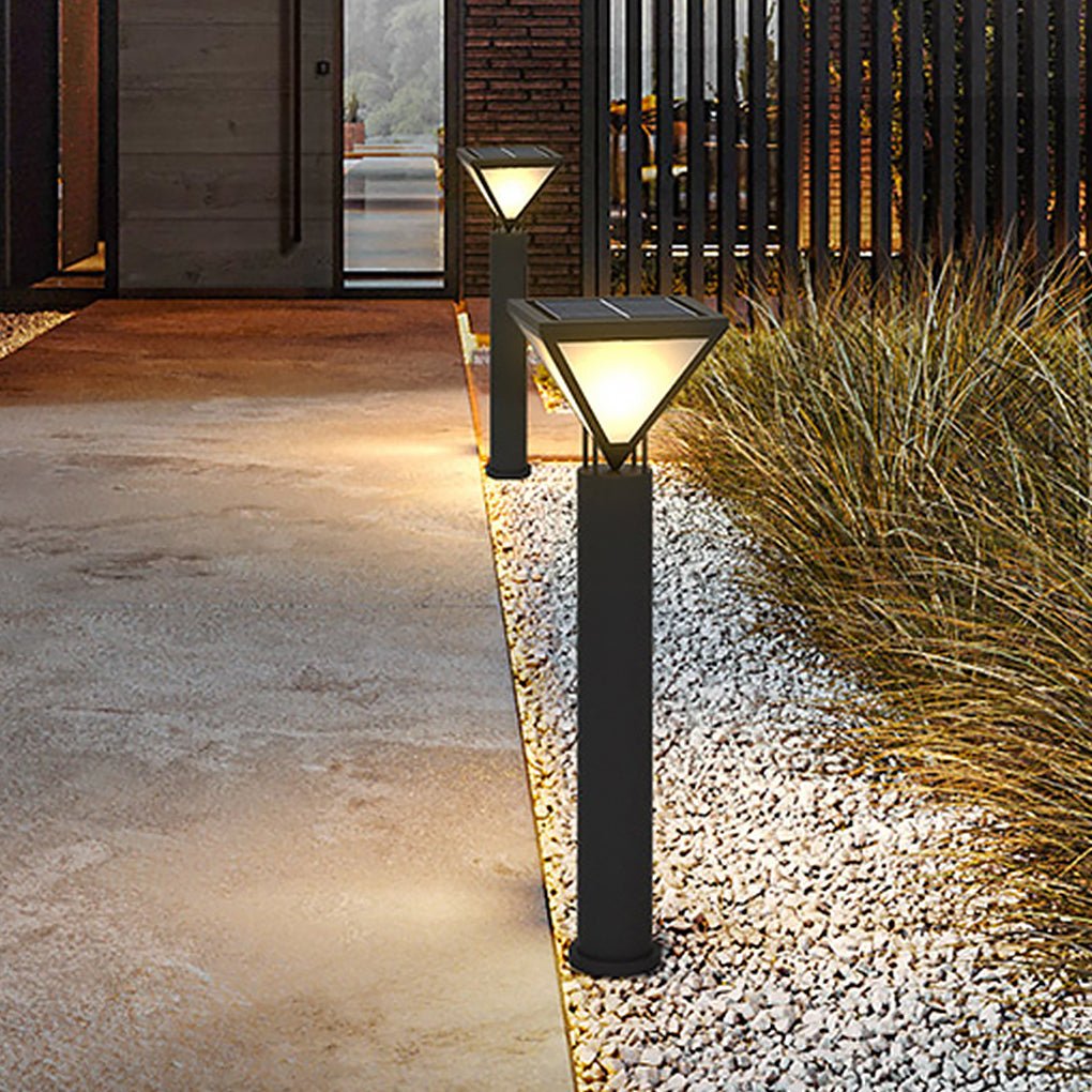 Modern Heavy Duty Solar Powered Outdoor LED Lamp Post Light Waterproof Garden Pathway Pillar
