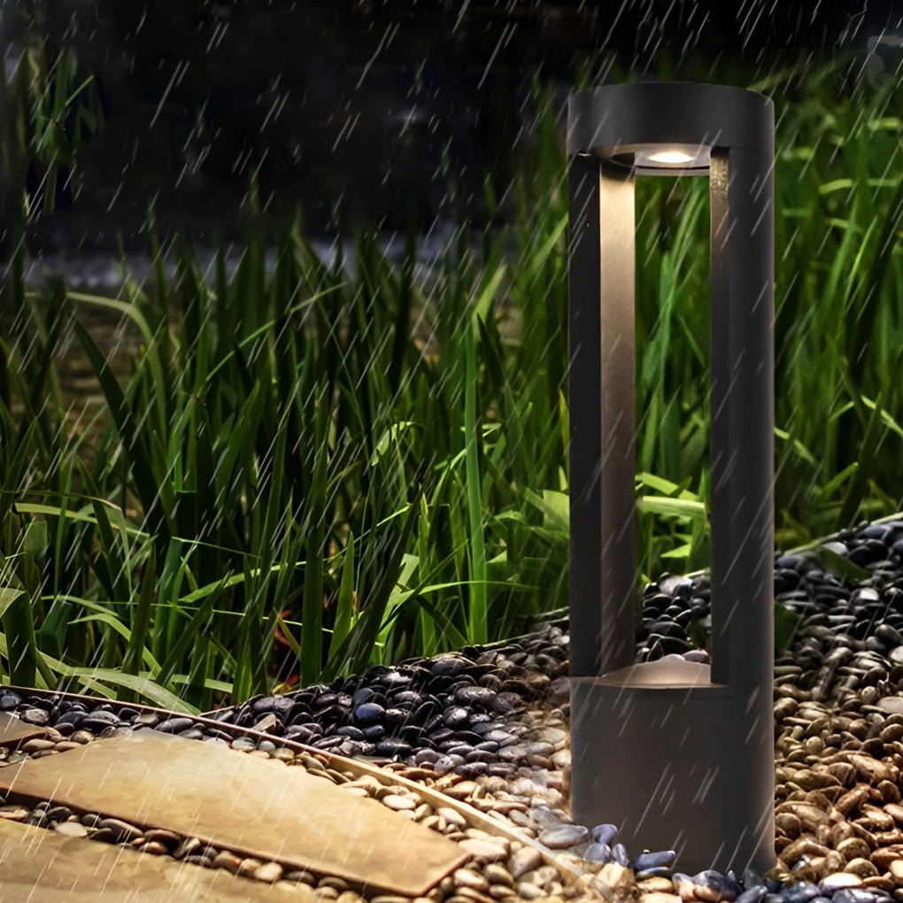 Modern Hollow Cylindrical Outdoor LED Bollard Light Waterproof Pathway Lamp for Garden and Yard