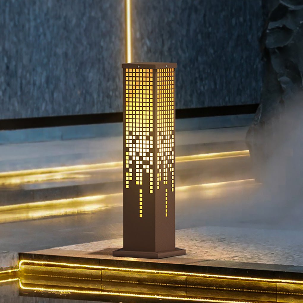 Modern Hollow Outdoor Garden Path Light Waterproof Stainless Steel Landscape Lamp in Brown
