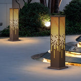 Modern Hollow Outdoor Garden Path Light Waterproof Stainless Steel Landscape Lamp in Brown