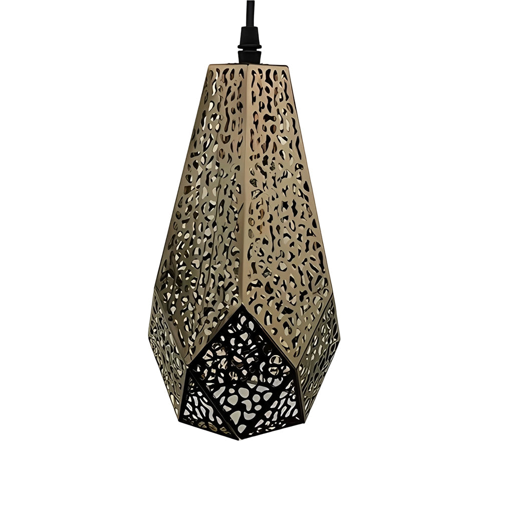 Modern Hollow Stainless Steel Gourd Pendant Light Electroplated Postmodern Chandelier for Dining Room