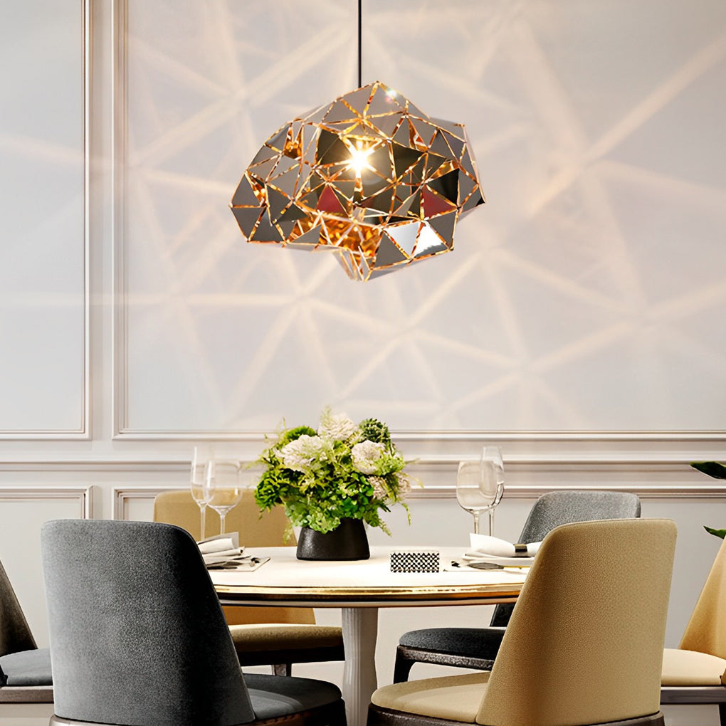 Modern Hollow Stainless Steel Pendant Light Irregular Creative Chandelier for Dining Room