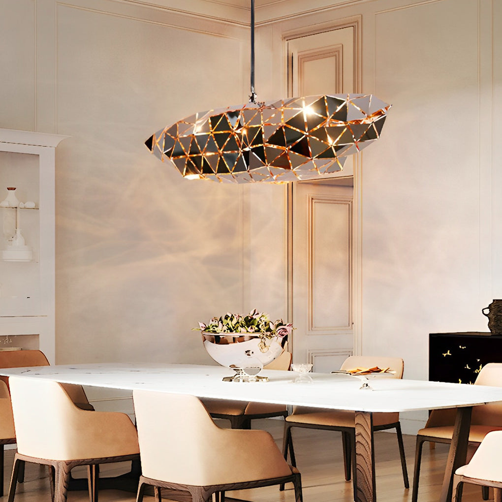 Modern Hollow Stainless Steel Pendant Light Irregular Creative Chandelier for Dining Room