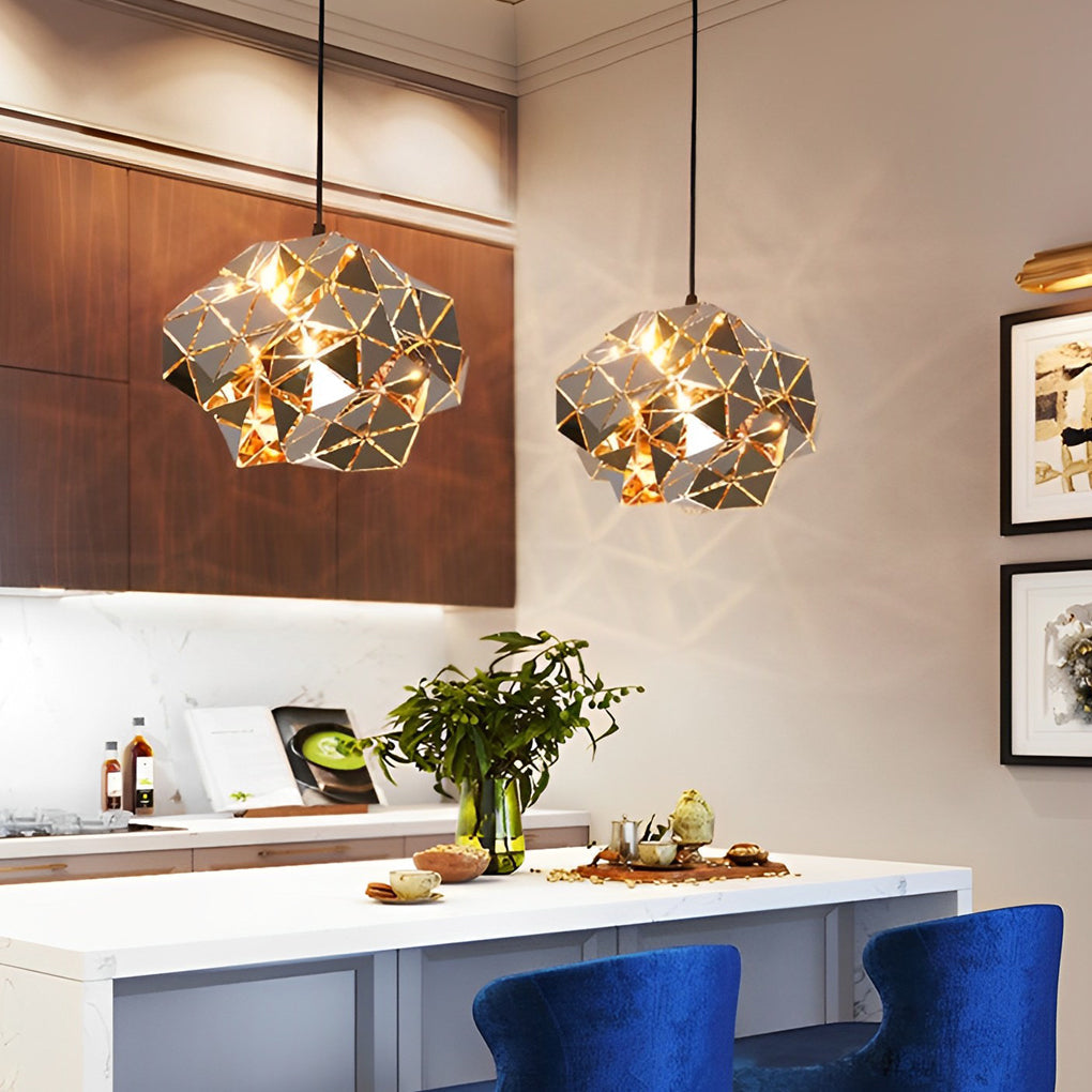 Modern Hollow Stainless Steel Pendant Light Irregular Creative Chandelier for Dining Room