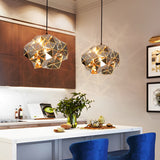 Modern Hollow Stainless Steel Pendant Light Irregular Creative Chandelier for Dining Room