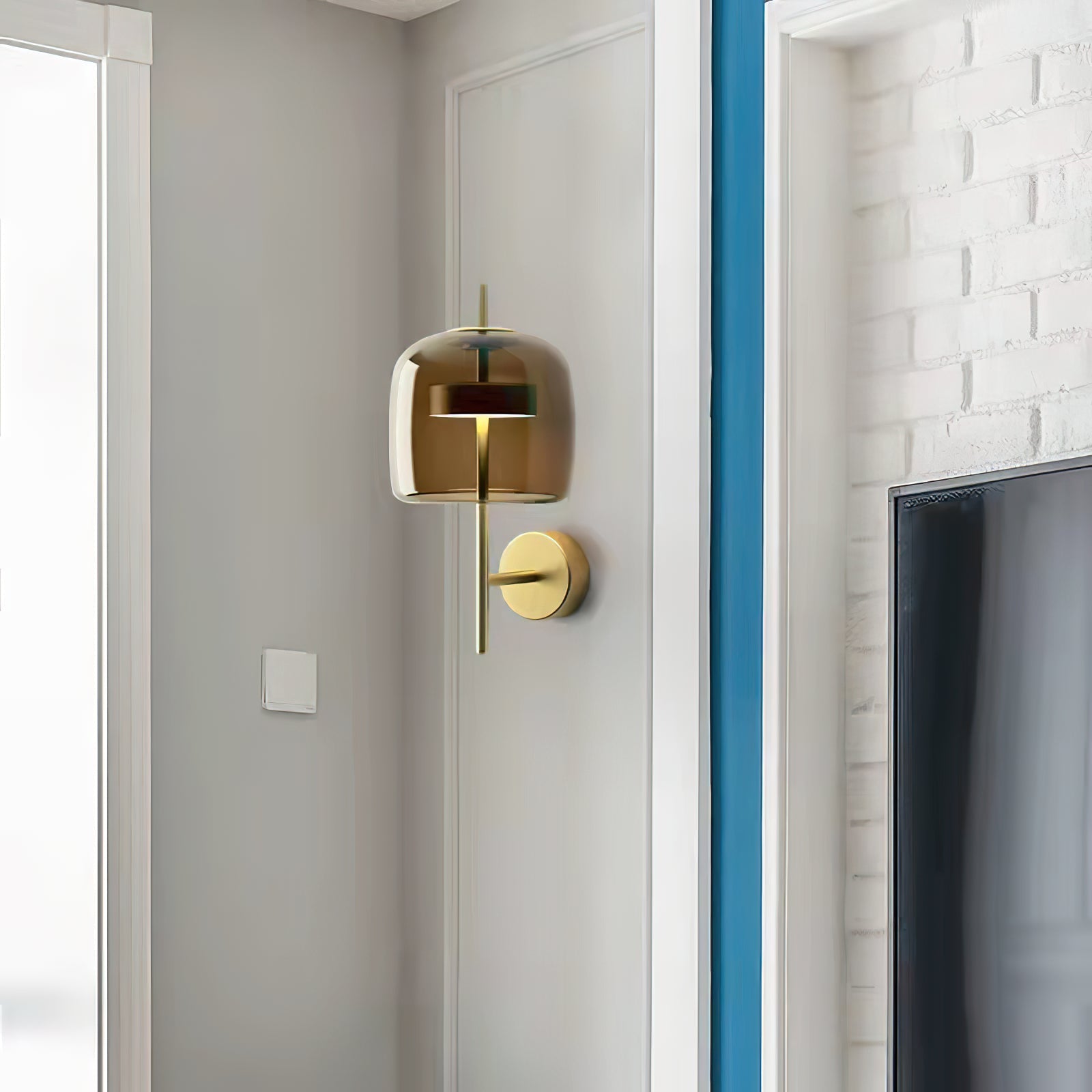Modern Hourglass Glass Wall Sconce LED Indoor Lighting Fixture with Metal Frame