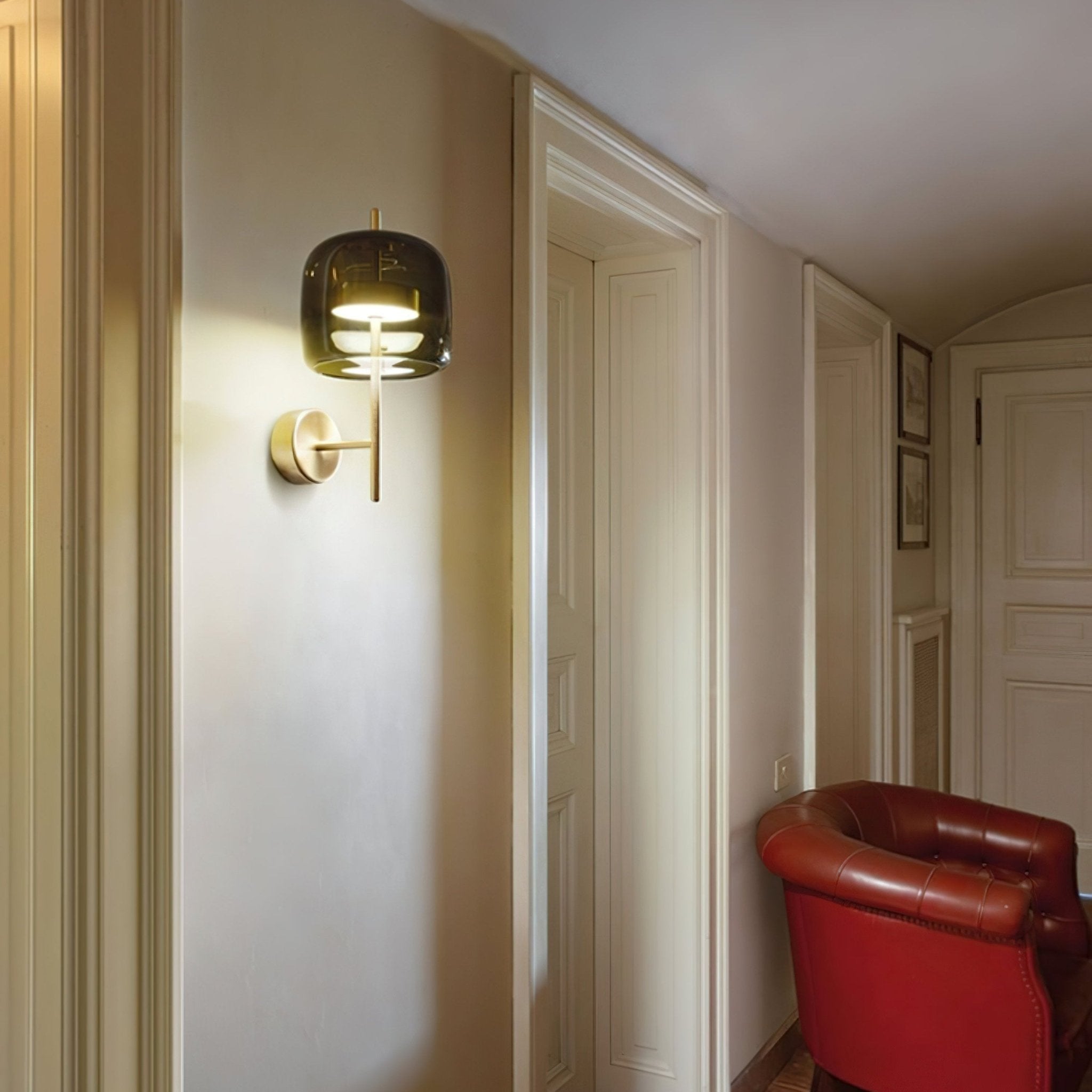 Modern Hourglass Glass Wall Sconce LED Indoor Lighting Fixture with Metal Frame
