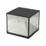 Modern Hourglass Solar LED Outdoor Pillar Light Square Waterproof Fence Post Lamp Black