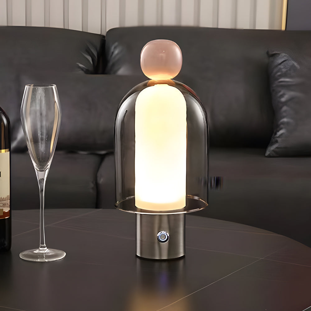 Modern Humanoid Profile Glass Table Lamp Rechargeable Battery Operated LED Dimmable Desk Light