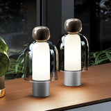 Modern Humanoid Profile Glass Table Lamp Rechargeable Battery Operated LED Dimmable Desk Light