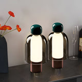 Modern Humanoid Profile Glass Table Lamp Rechargeable Battery Operated LED Dimmable Desk Light