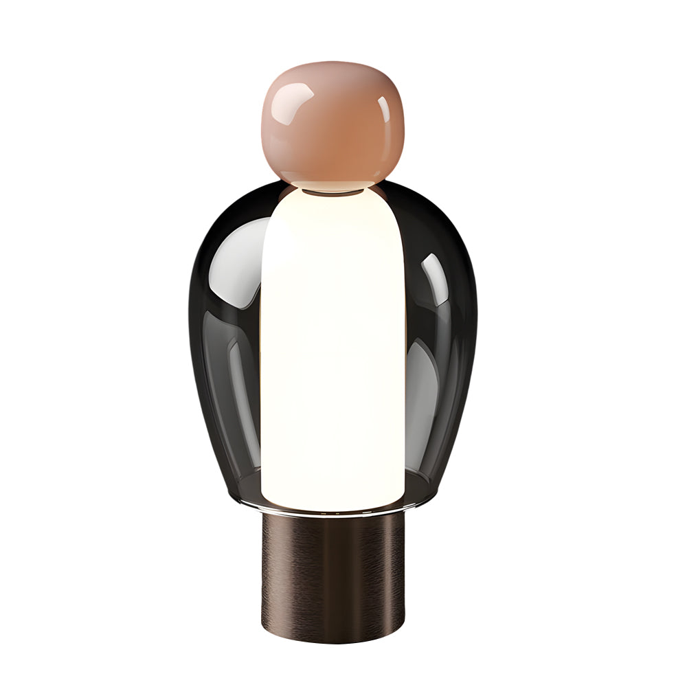 Modern Humanoid Profile Glass Table Lamp Rechargeable Battery Operated LED Dimmable Desk Light