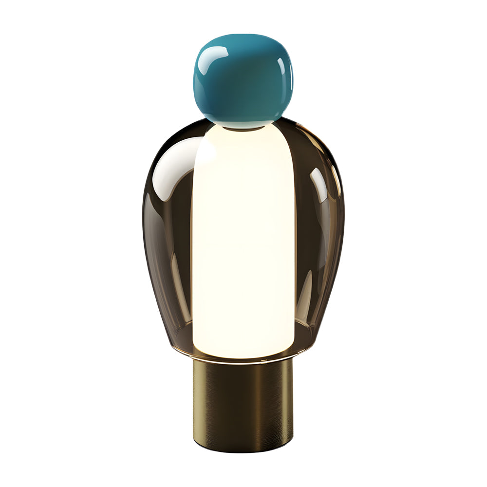 Modern Humanoid Profile Glass Table Lamp Rechargeable Battery Operated LED Dimmable Desk Light
