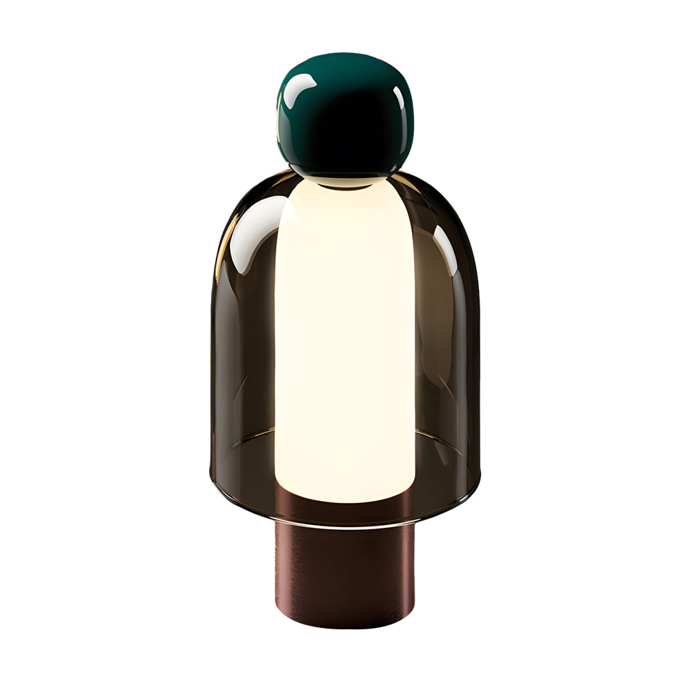 Modern Humanoid Profile Glass Table Lamp Rechargeable Battery Operated LED Dimmable Desk Light