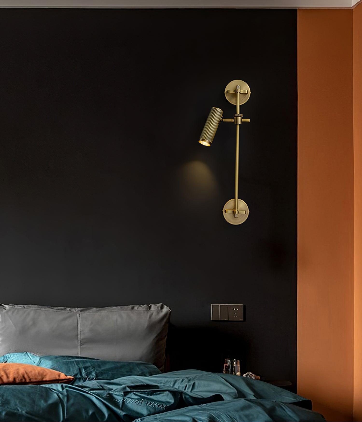 Modern Industrial Adjustable Brass Spot Rail Wall Light Bronze Finish Sconce