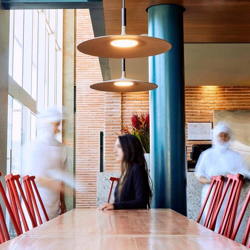 Modern Industrial Aluminum Pendant Light with Focused LED Illumination for Indoor Spaces