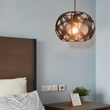 Modern Industrial Black Iron Mesh Geometric Pendant Light Fixture for Kitchen and Dining Room