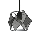 Modern Industrial Black Iron Mesh Geometric Pendant Light Fixture for Kitchen and Dining Room