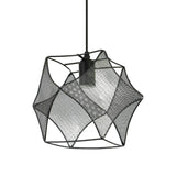 Modern Industrial Black Iron Mesh Geometric Pendant Light Fixture for Kitchen and Dining Room
