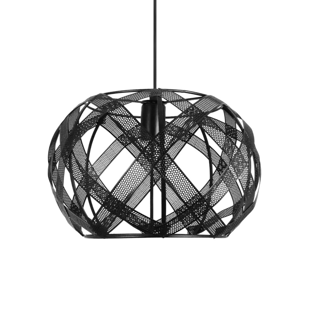 Modern Industrial Black Iron Mesh Geometric Pendant Light Fixture for Kitchen and Dining Room