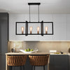 Modern Industrial Black Iron Rectangular Chandelier for Dining Room and Kitchen Island