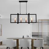 Modern Industrial Black Iron Rectangular Chandelier for Dining Room and Kitchen Island