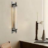 Modern Industrial Black Stainless Steel Long Tube LED Wall Sconce with Mesh Detail for Indoor Decor