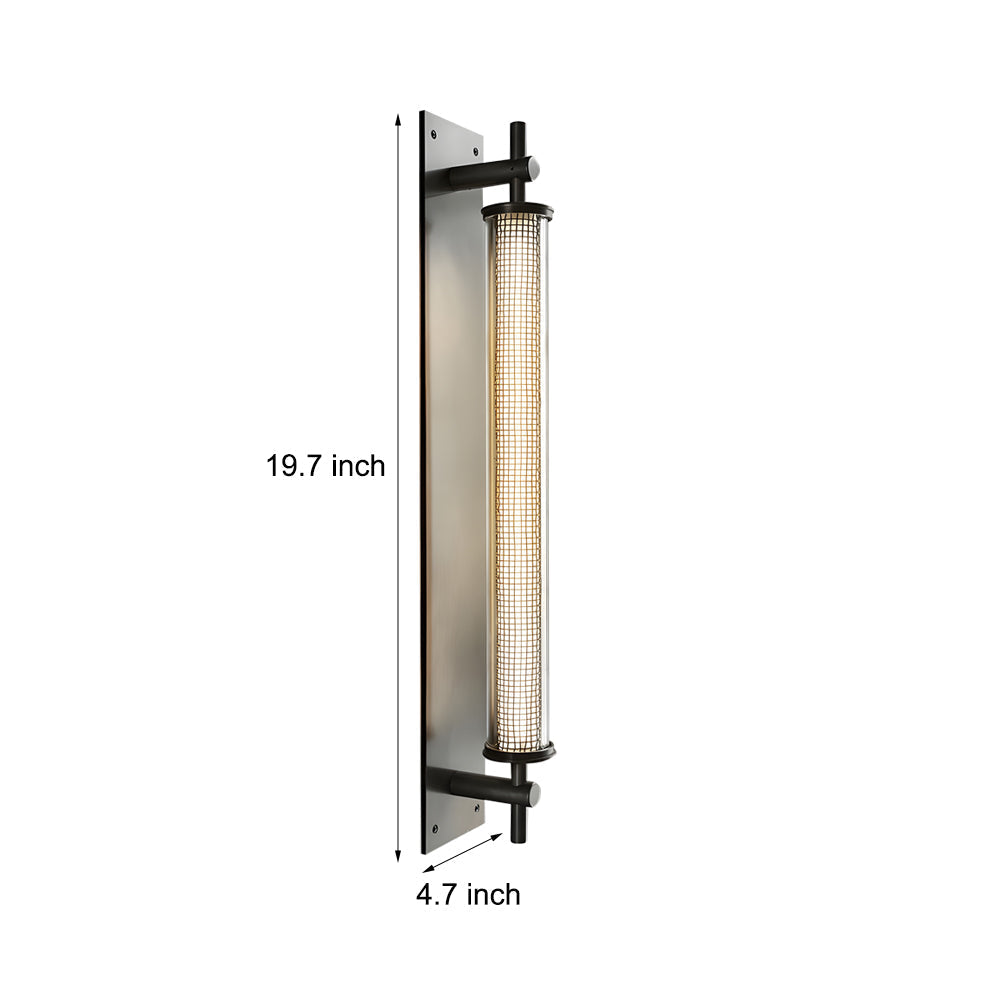 Modern Industrial Black Stainless Steel Long Tube LED Wall Sconce with Mesh Detail for Indoor Decor