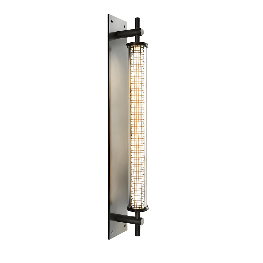 Modern Industrial Black Stainless Steel Long Tube LED Wall Sconce with Mesh Detail for Indoor Decor