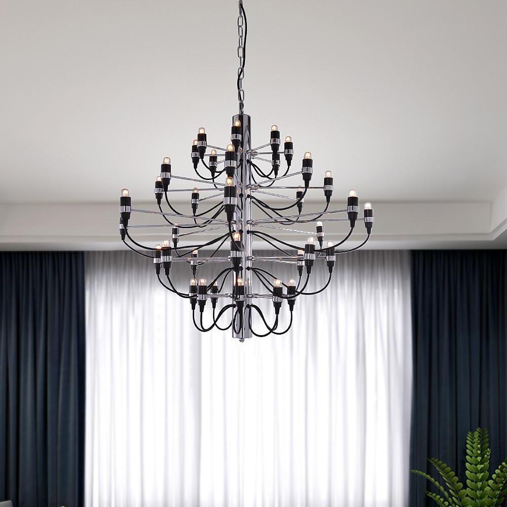 Modern Industrial Candlestick Chandelier Black Metal Multi Light Hanging Fixture for Living Room