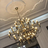Modern Industrial Candlestick Chandelier Black Metal Multi Light Hanging Fixture for Living Room