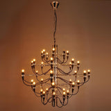 Modern Industrial Candlestick Chandelier Black Metal Multi Light Hanging Fixture for Living Room