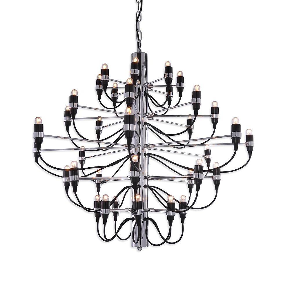 Modern Industrial Candlestick Chandelier Black Metal Multi Light Hanging Fixture for Living Room