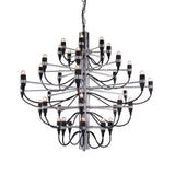 Modern Industrial Candlestick Chandelier Black Metal Multi Light Hanging Fixture for Living Room