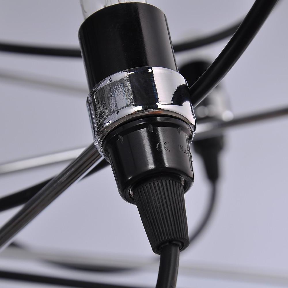 Modern Industrial Candlestick Chandelier Black Metal Multi Light Hanging Fixture for Living Room